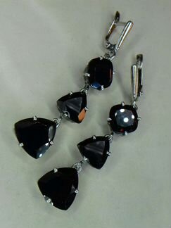 Серебро 925 пробы,Серьги с Турмалинами (Рубеллит)