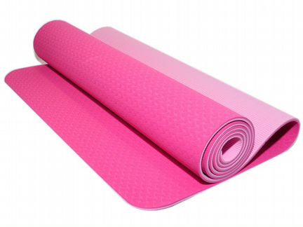 Коврик для йоги тпе 0.6см розово-малиновый