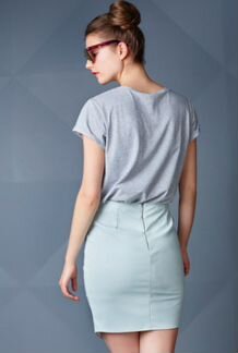 Новая голубая юбка chic экокожа