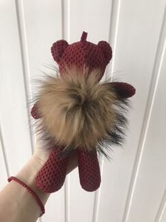 Игрушка амигуруми Мишка с натур мехом