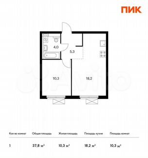 1-к квартира, 37.8 м², 14/24 эт.