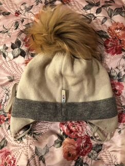 Шерстяная шапка, с натуральным мехом