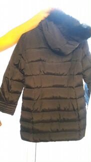 Пуховое пальто Zara 140см тёмно-синего цвета