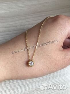 Новый золотой кулон на цепи брилл 0.2 ct