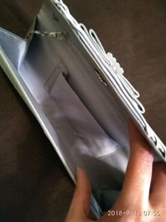 Клатч вечерний серебристый атлас