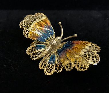 Винтажная брошка Бабочка Филигрань