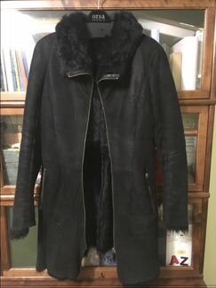 Черная куртка-дубленка из натуральной овчины