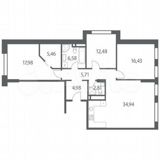 3-к квартира, 107.4 м², 17/35 эт.