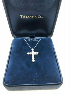 Золотой крест Tiffany с бриллиантами 1.86 ct