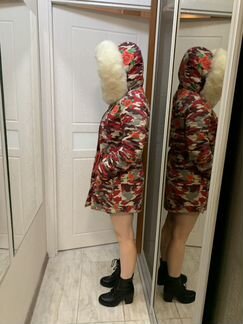 Парка с искусственным мехом б/у 42