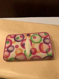 Розовый Кошелёк из кожи ската