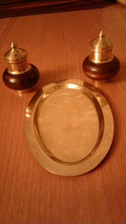 Набор для специй-латунь+дерево Индонезия