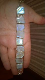 Браслет с лунным камнем, стерлинговое серебро