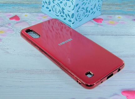 Чехол-накладка для Samsung A105F A10 electroplated TPU+PET красный