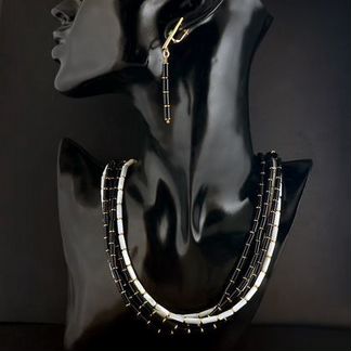 Комплект с натуральным перламутром и ониксом