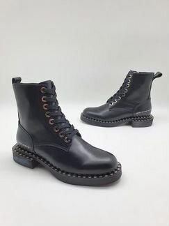 Сапоги черные кожаные на шнуровке александр ванг
