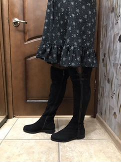 Сапоги ботфорты зимние замша