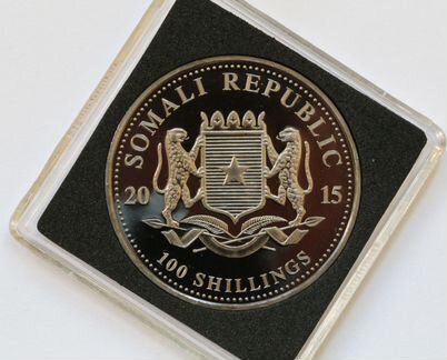 Серебряная монета Сомалийский слон Энигма 2015 год
